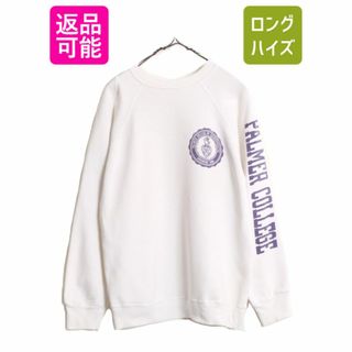 チャンピオン(Champion)の80s USA製 チャンピオン カレッジ 染込み プリント スウェット L 80年代 ヴィンテージ Champion 裏起毛 トレーナー 袖プリント トリコタグ(スウェット)