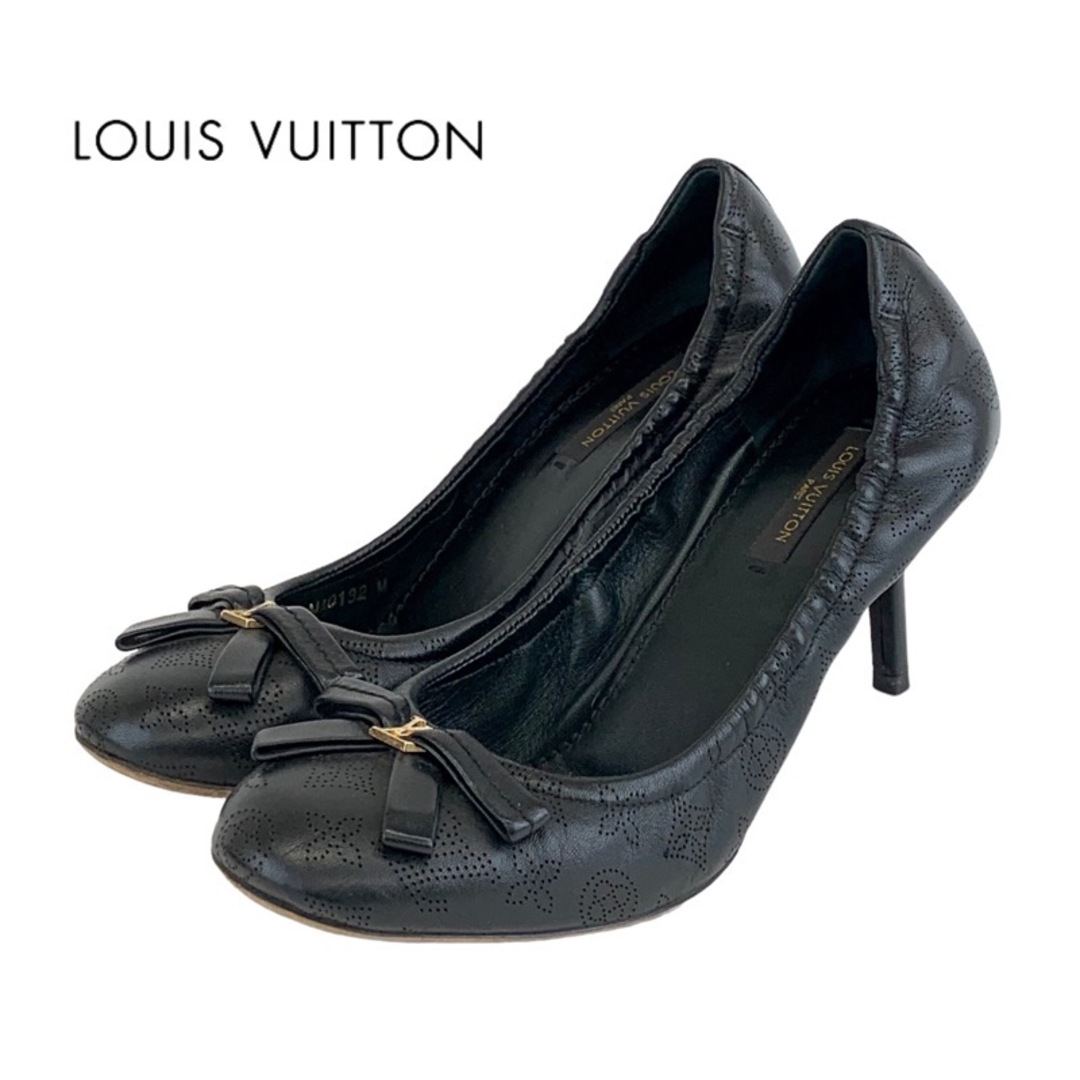 LOUIS VUITTON(ルイヴィトン)のルイヴィトン LOUIS VUITTON パンプス 靴 シューズ レザー ブラック ゴールド モノグラム リボン レディースの靴/シューズ(ハイヒール/パンプス)の商品写真