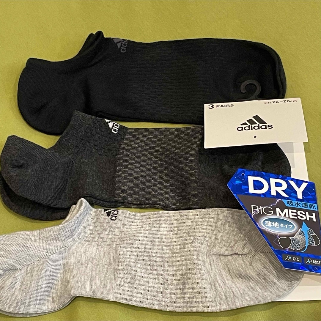 adidas(アディダス)の23 【アディダス】DRY サポート 吸水速乾 メッシュ‼️メンズ靴下 3足組 メンズのレッグウェア(ソックス)の商品写真