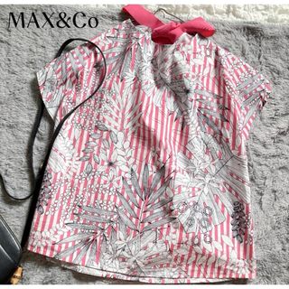 Max & Co. - 【マックスアンドコー】美品✨花柄 ボタニカル バックリボン トップス ストライプ