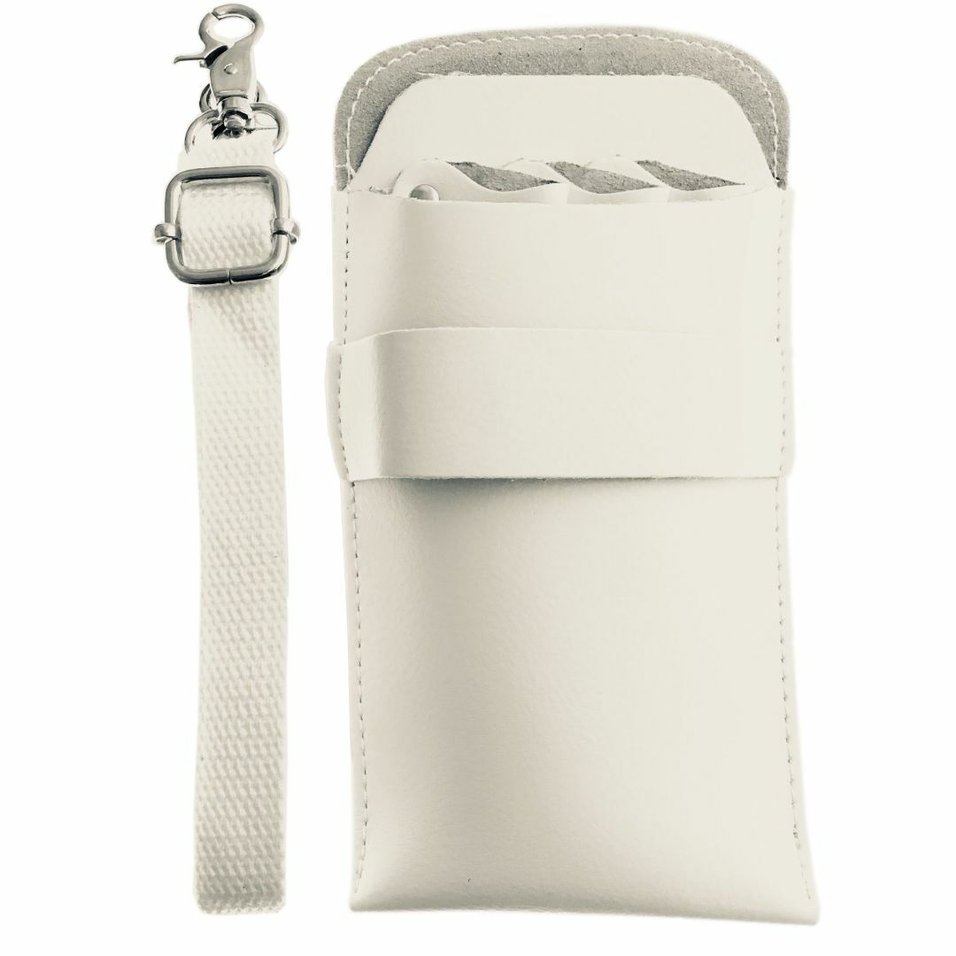シザーケース　ホワイト　本革　牛革　ハサミ3丁収納　美容師　トリマー　新品 レディースのバッグ(ショルダーバッグ)の商品写真