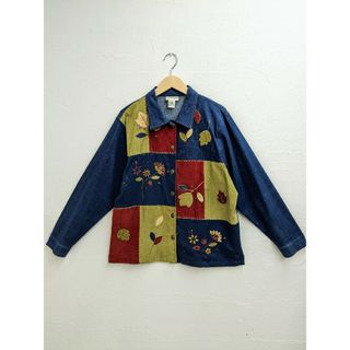 BEAMS BOY - 【UNISEX】刺繍&パッチワークデザインデニムジャケット　花柄　コンチョ