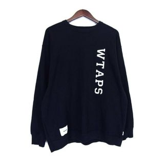 ダブルタップス(W)taps)のダブルタップス WTAPS ■ 23SS 【 Design 01 Sweater Cotton College Navy 231ATDT CSM02 】 フロント カレッジ ロゴ デザイン 01 コットン クルーネック スウェット トレーナー　n5204(スウェット)