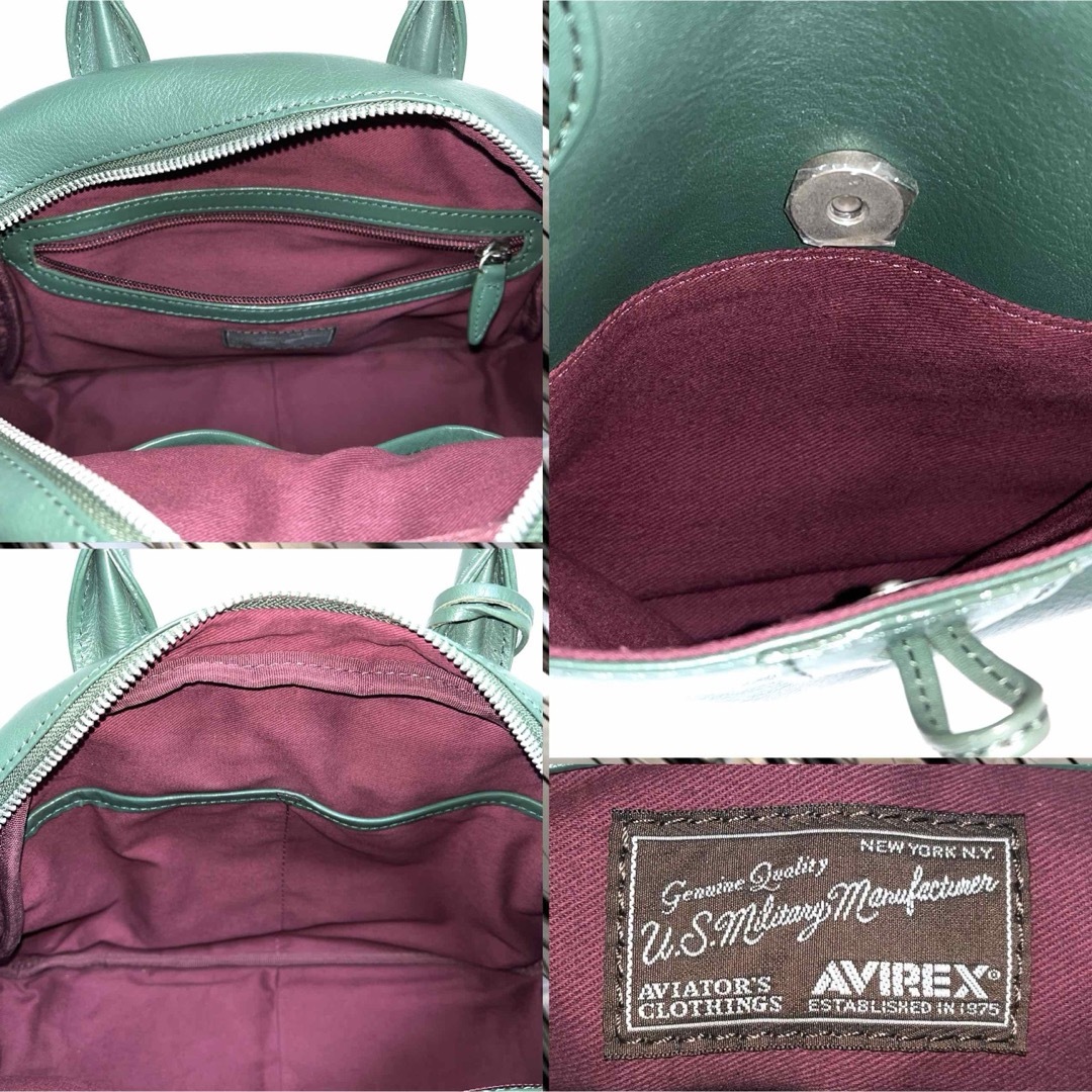 AVIREX(アヴィレックス)のAVIREX LEATHER 2WAY MINI BOSTON BAG グリーン レディースのバッグ(ボストンバッグ)の商品写真