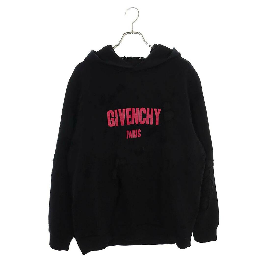 GIVENCHY(ジバンシィ)のジバンシィ  BM703A3Y0S デストロイ加工ロゴプリントプルオーバーパーカー メンズ L メンズのトップス(パーカー)の商品写真