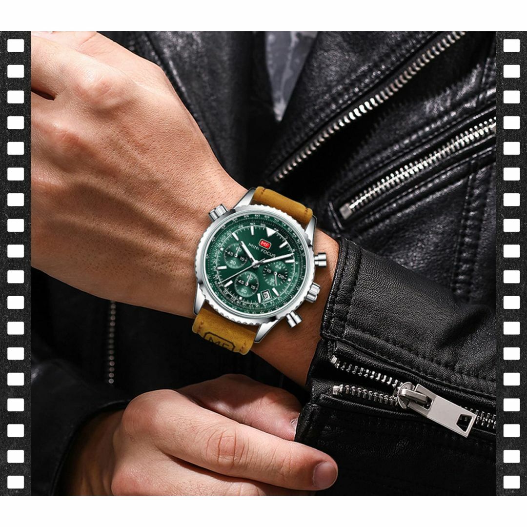 色:ブラウン緑色腕時計メンズ、watch for men、クオーツ スップウ メンズの時計(その他)の商品写真