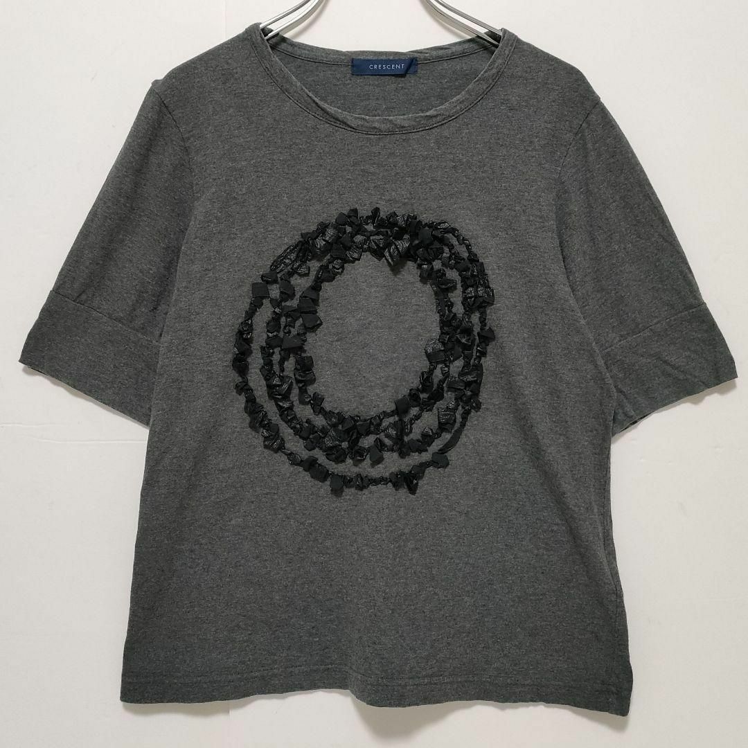 クレッシェント　サークルデザイン　半袖カットソー　Tシャツ　グレー　M レディースのトップス(Tシャツ(半袖/袖なし))の商品写真