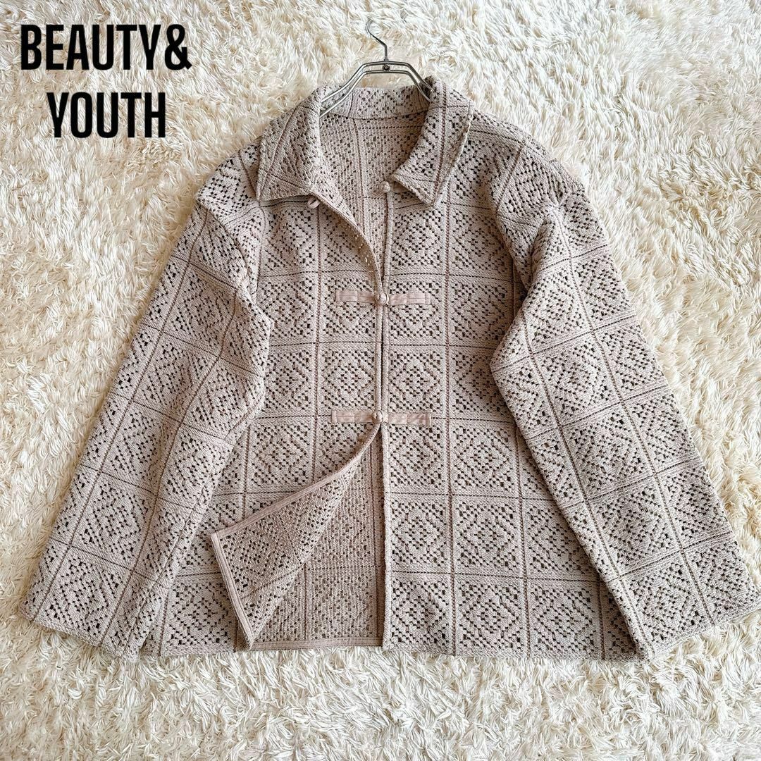 BEAUTY&YOUTH UNITED ARROWS(ビューティアンドユースユナイテッドアローズ)のBEAUTY&YOUTH　レースチャイナシャツ　クロシェニット　JK　アローズ レディースのジャケット/アウター(その他)の商品写真