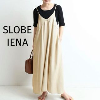 SLOBE IENA - 【SLOBE IENA】フレアキャミワンピース【38】ドット＆ストライプ　ロング