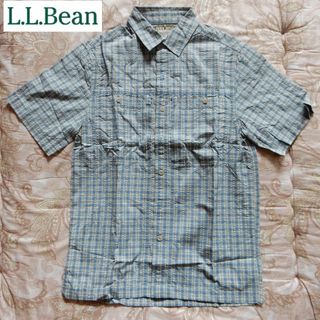 【新品 LLBean クールウィーブ・シャツ 半袖 青 Sサイズ】