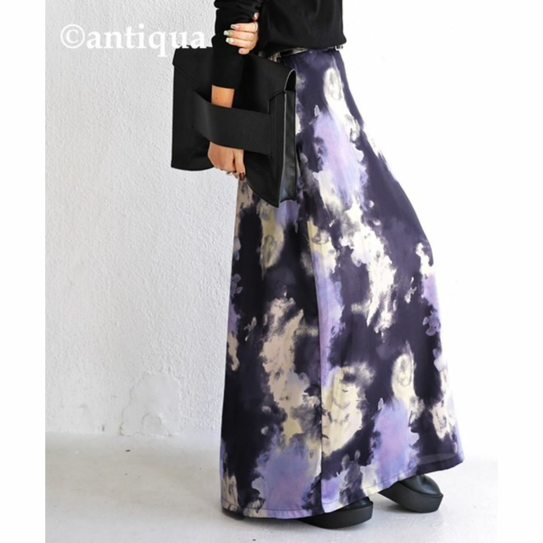 antiqua(アンティカ)の【antiqua】かっこ良さ補う♡大人っぽ 水彩柄スカート【アンティカ】 レディースのスカート(ロングスカート)の商品写真