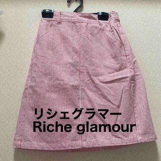 リシェグラマー(Riche glamour)のRiche glamourリシェグラマーレッド×ホワイトストライプ　ミニスカート(ミニスカート)