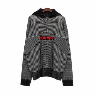 バレンシアガ BALENCIAGA ■ 17AW 【 HOMME Knit 485653 T1388 】 ハーフ ジップ オム ボーダー オーバー サイズ ニット セーター　n4911