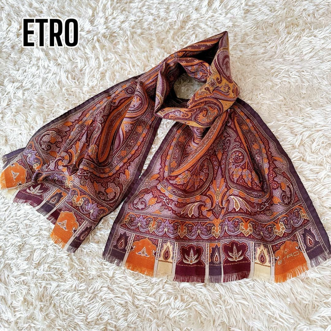 ETRO(エトロ)の美品♡ エトロ　ETRO ペイズリー　ショール　スカーフ　ウールシルク、絹 レディースのファッション小物(ストール/パシュミナ)の商品写真