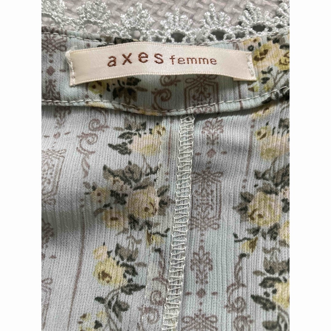 axes femme(アクシーズファム)のaxes花柄　レース　後ろ裾フリル　シフォン チュニック 半袖 レディースのトップス(チュニック)の商品写真