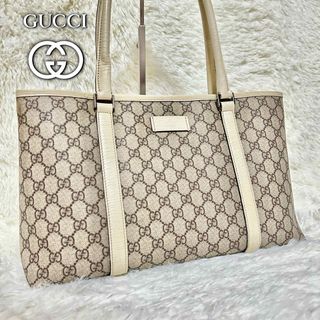 グッチ(Gucci)の【美品】グッチ GGスプリーム トートバッグ PVC レザー ベージュ A4(トートバッグ)