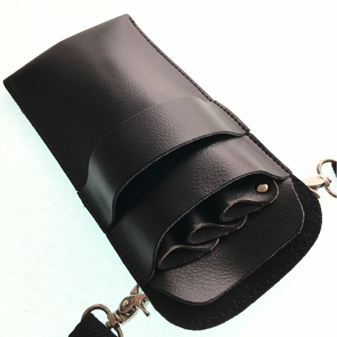 シザーケース　ブラック　本革　3丁挿し　美容師　トリマー　新品 レディースのバッグ(ショルダーバッグ)の商品写真