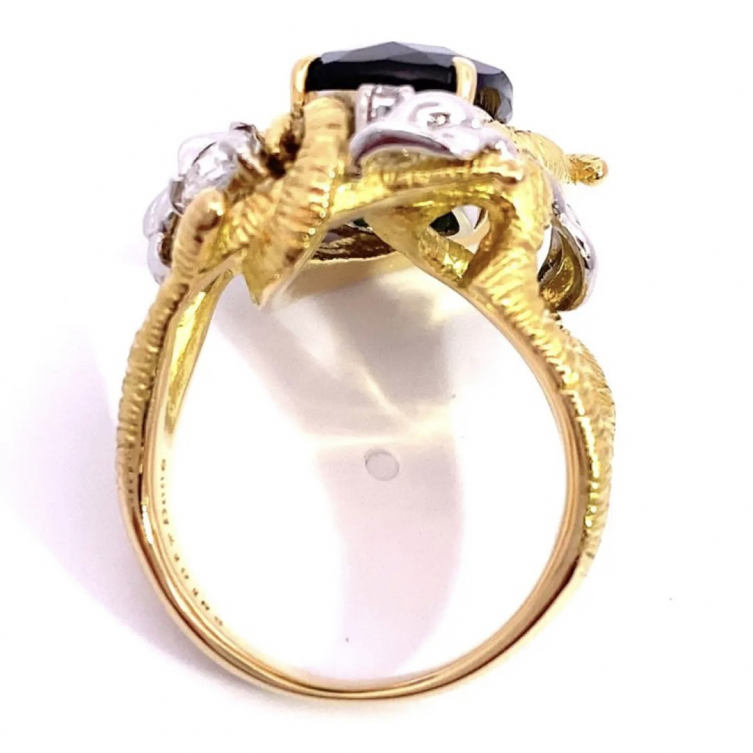 【JC5121】K18/Pt900 天然トルマリン ダイヤモンド リング レディースのアクセサリー(リング(指輪))の商品写真