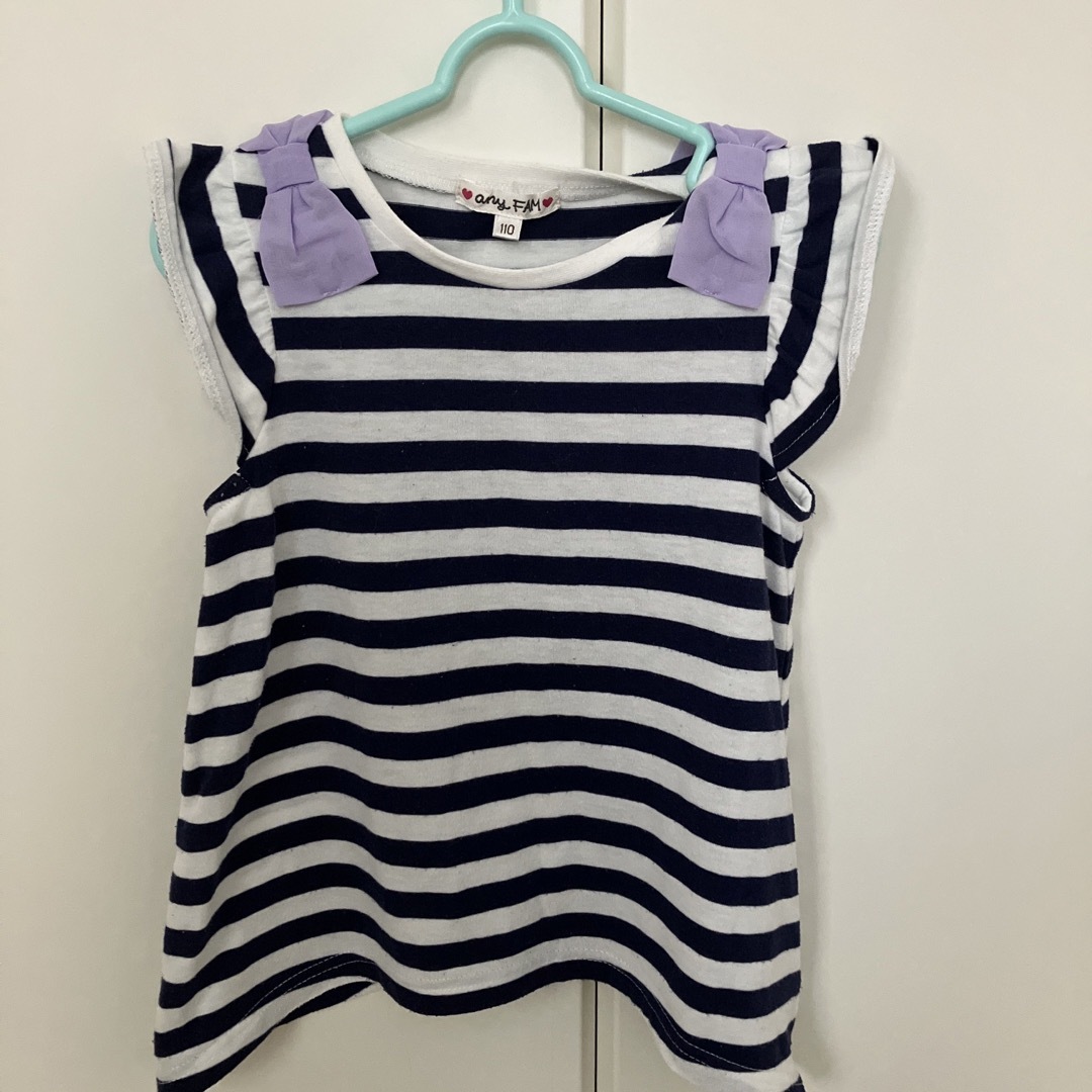 anyFAM(エニィファム)のanyfam ボーダーカットソー 110サイズ キッズ/ベビー/マタニティのキッズ服女の子用(90cm~)(Tシャツ/カットソー)の商品写真