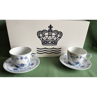 ロイヤルコペンハーゲン(ROYAL COPENHAGEN)のロイヤルコペンハーゲン ／ カップ&ソーサー 2客／ ブルーフルーテッド(食器)