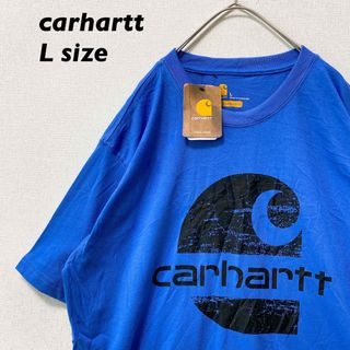 カーハート(carhartt)の日本未発売【新品タグ付き】カーハート　半袖Tシャツ　ビッグプリント　青色　L(Tシャツ/カットソー(半袖/袖なし))