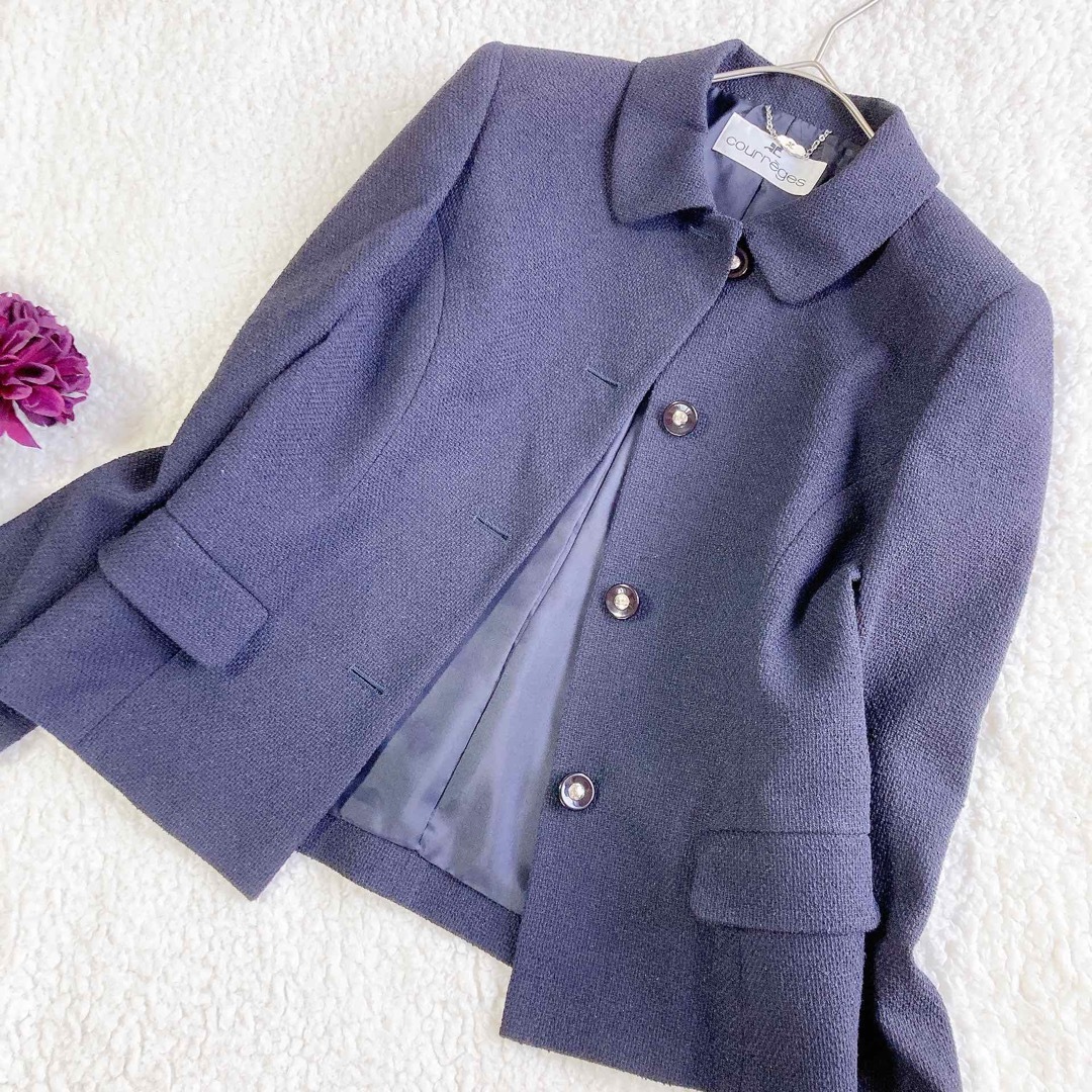 courreges ツイードセットアップ セレモニー お受験 シルク混 S courreges ツイードセットアップ セレモニー お受験 シルク混 S
