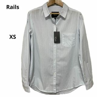 レイルズ(Rails)の未使用 Rails レイルズ ストライプ シャツ XS ブルー AA-0002(シャツ/ブラウス(長袖/七分))