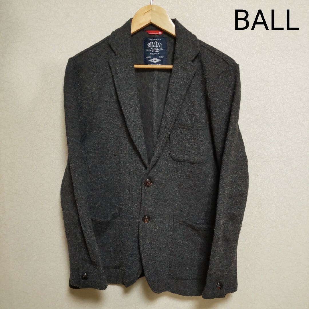 【BALL　カーディガン風ジャケット】メンズ　M サイズ　ダーク グレー メンズのジャケット/アウター(テーラードジャケット)の商品写真