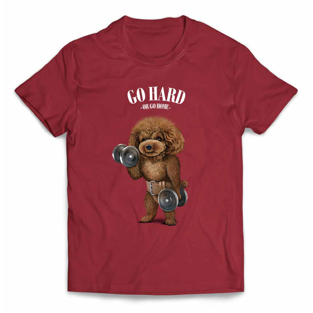 プードル 犬 いぬ ダンベル 筋トレ 筋肉 Tシャツ メンズ レディース キッズ メンズのトップス(Tシャツ/カットソー(半袖/袖なし))の商品写真