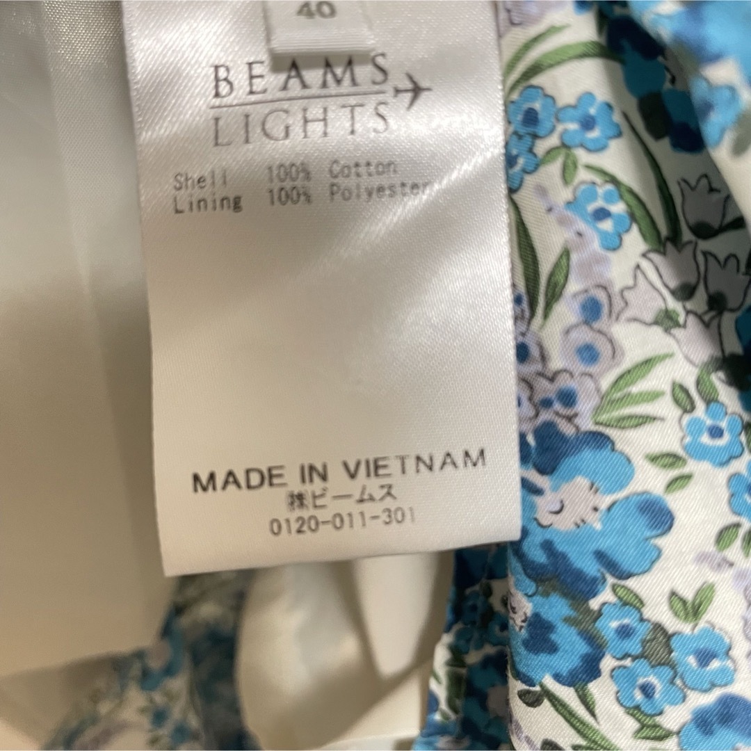 BEAMS LIGHTS(ビームスライツ)のビームスライツ　リバティノースリーブ切替ワンピース　花柄　ブルー レディースのワンピース(ひざ丈ワンピース)の商品写真