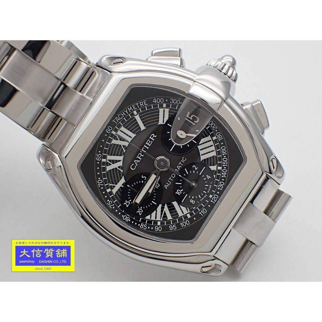 Cartier(カルティエ)のCARTIER カルティエ ロードスター クロノグラフ メンズ XL W62020X6 SS 自動巻き ブラックダイヤル 中古A 【送料無料】 B-2236【質屋出品】 メンズの時計(腕時計(アナログ))の商品写真