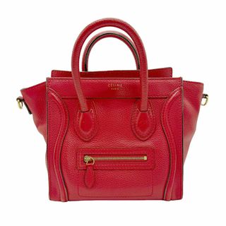 セリーヌ(celine)のセリーヌ CELINE ハンドバッグ 斜め掛けショルダーバッグ ラゲージ ナノショッパー レザー レッド レディース 送料無料【中古】 z0665(ハンドバッグ)