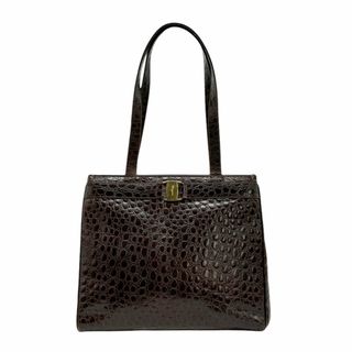 Salvatore Ferragamo - サルヴァトーレフェラガモ Salvatore Ferragamo ショルダーバッグ 型押しレザー ブラウン レディース 送料無料【中古】 z0687