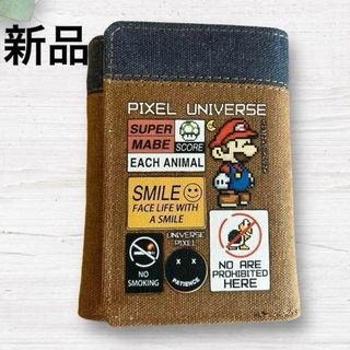 マリオ 財布 ミニ財布 デニム 三つ折り コンパクト 軽量 キャラクター(財布)