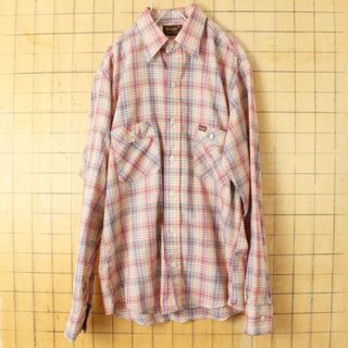 ラングラー(Wrangler)の80s USA製Wranglerラングラーチェック シャツ レッドM ss15(シャツ)