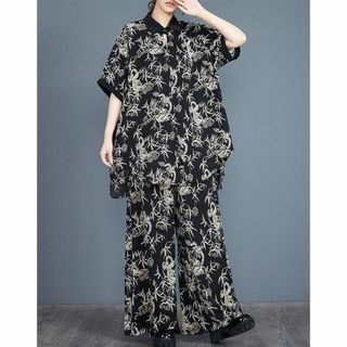 大きいサイズ レディース セットアップ　パンツ　春夏 秋 新品 半袖(セット/コーデ)