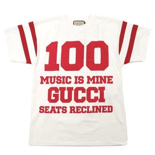 グッチ(Gucci)の【未使用】グッチ 100周年記念 MUSIC IS MINE フットボール 半袖Ｔシャツ メンズ サイズ S 白 赤 ホワイト レッド GUCCI(Tシャツ/カットソー(半袖/袖なし))