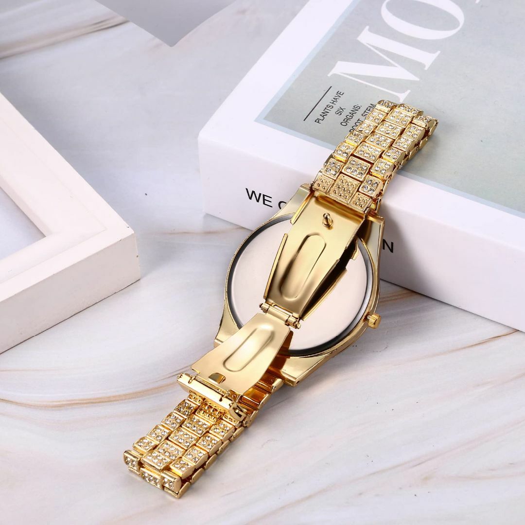 色:ゴールドメンズ 腕時計 カレンダー ダイヤモンド ローマ字 アナログ 生 メンズの時計(その他)の商品写真