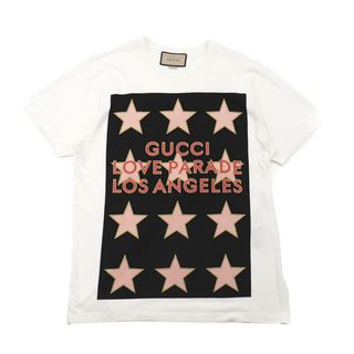 グッチ(Gucci)の【美品】グッチ 22SS GUCCI LOVE PARADE 半袖Ｔシャツ メンズ サイズ S ホワイト ブラック ピンク GUCCI(Tシャツ/カットソー(半袖/袖なし))