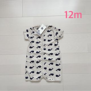 プチバトー(PETIT BATEAU)のプチバトー　プリントショートロンパース　12m(ロンパース)