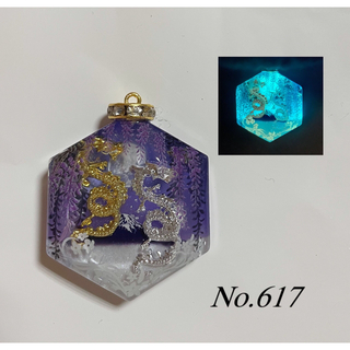 展示用/レジン/藤の花と龍　蓄光　オルゴナイトネックレス(ネックレス)