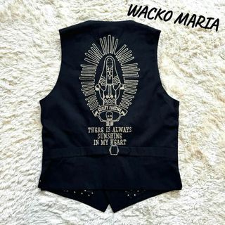 ワコマリア(WACKO MARIA)のWAKO MARIA ベスト　ジレ　マリア刺繍　ブラック　ゴールド　ドット　L(ベスト)