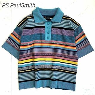 ポールスミス(Paul Smith)の美品 PS Paul Smith ポールスミス M カラーボーダーニットポロ(カットソー(半袖/袖なし))