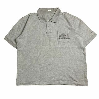 ポロシャツ　半袖　ゴルフ　グレー　プリント　刺繍　ワンポイント　ロゴ(ポロシャツ)