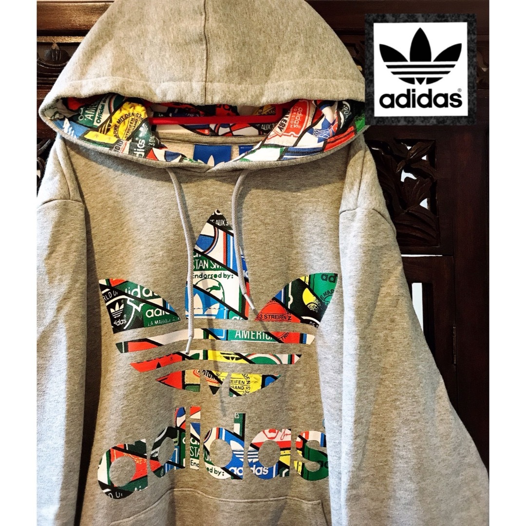 adidas(アディダス)のアディダス スタンスミス ロゴいっぱい パーカー トレーナー ジャージ サイズL メンズのトップス(パーカー)の商品写真