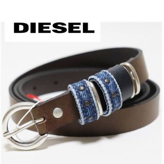 ディーゼル(DIESEL)の《ディーゼル》新品 イタリア製 デニム切替レザーベルト (101cmまで対応)(ベルト)