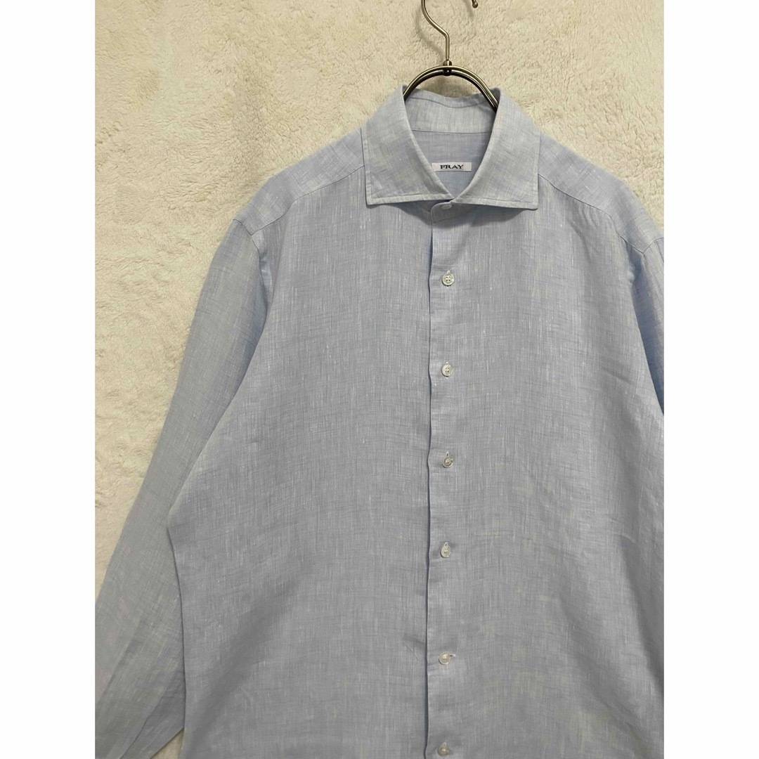 BARBA(バルバ)の【美品】春夏物 FRAY フライ メンズ 麻100% シャツ 40-L サックス メンズのトップス(シャツ)の商品写真