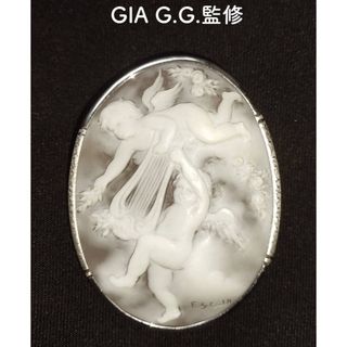 GIA G.G.監修🎁シェルカメオ　ブローチ　ペンダント ⭐️　 🇮🇹　広瀬黒澤(ブローチ/コサージュ)