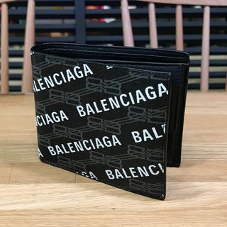 Balenciaga - 未使用 バレンシアガ BBモノグラム 2つ折り財布 ブラック メンズ 黒