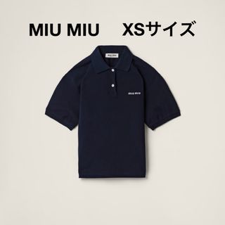 MIU MIU◆コットンピケポロシャツ ネイビー xs